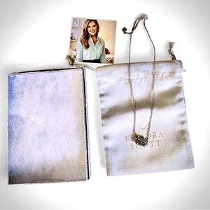 Kendra Scott Silver Pavé Pendant Necklace with Branded Pouch